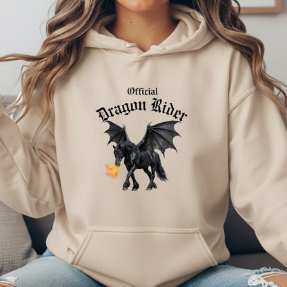 Official Dragon Rider Black Winged Horse Fire Breathing Equestrian Unisex Heavy Blend Hooded Sweatshirt
