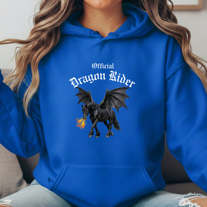 Official Dragon Rider Black Winged Horse Fire Breathing Equestrian Unisex Heavy Blend Hooded Sweatshirt