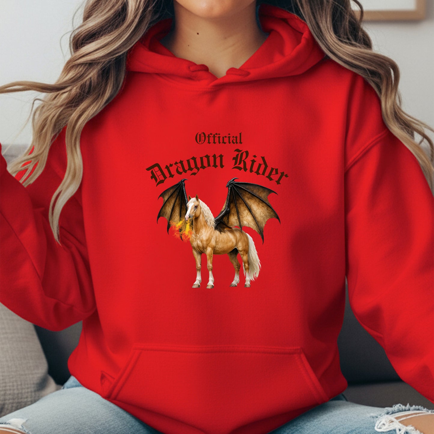 Official Dragon Rider Palomino Winged Horse Mythical Equestrian Unisex Heavy Blend Hooded Sweatshirt