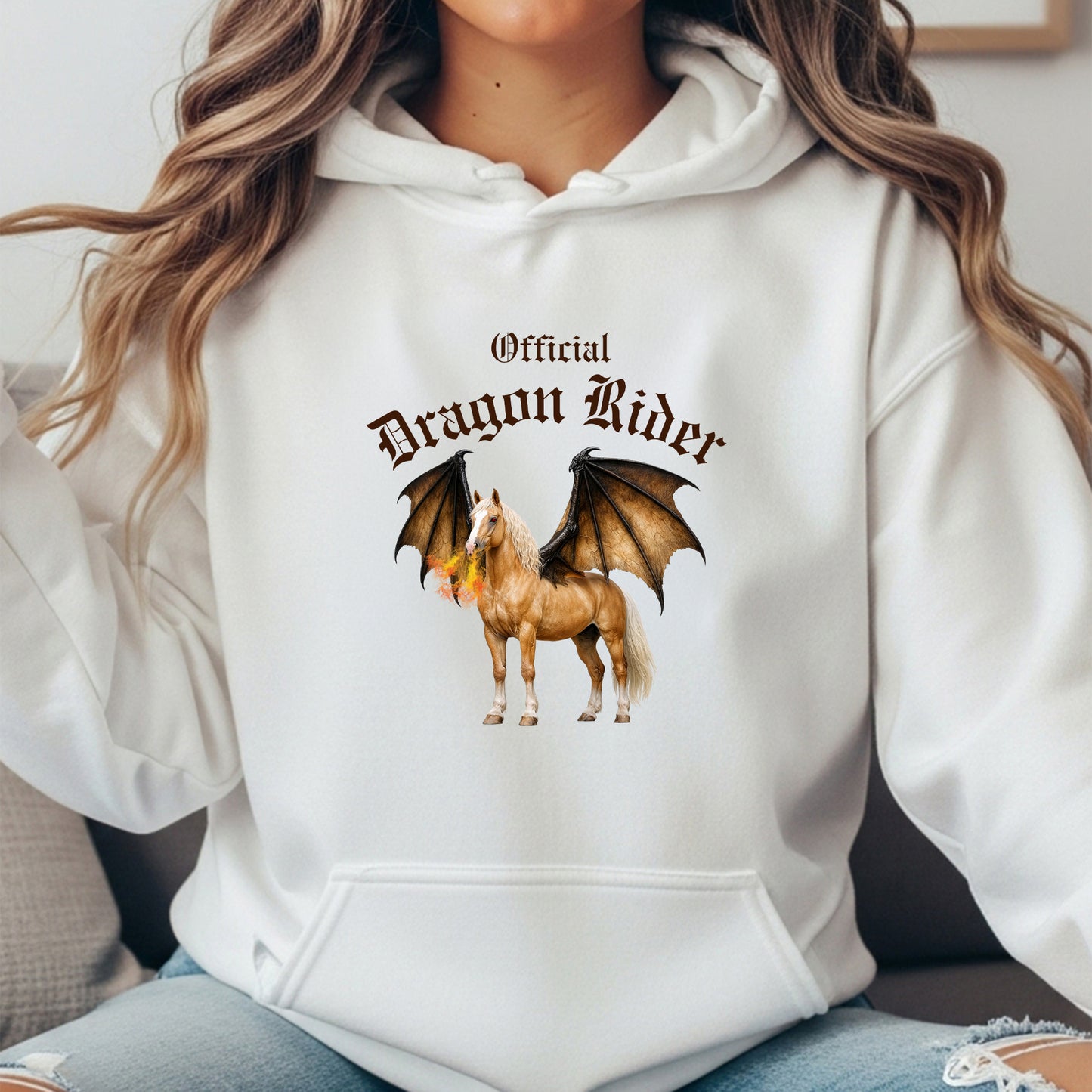 Official Dragon Rider Palomino Winged Horse Mythical Equestrian Unisex Heavy Blend Hooded Sweatshirt