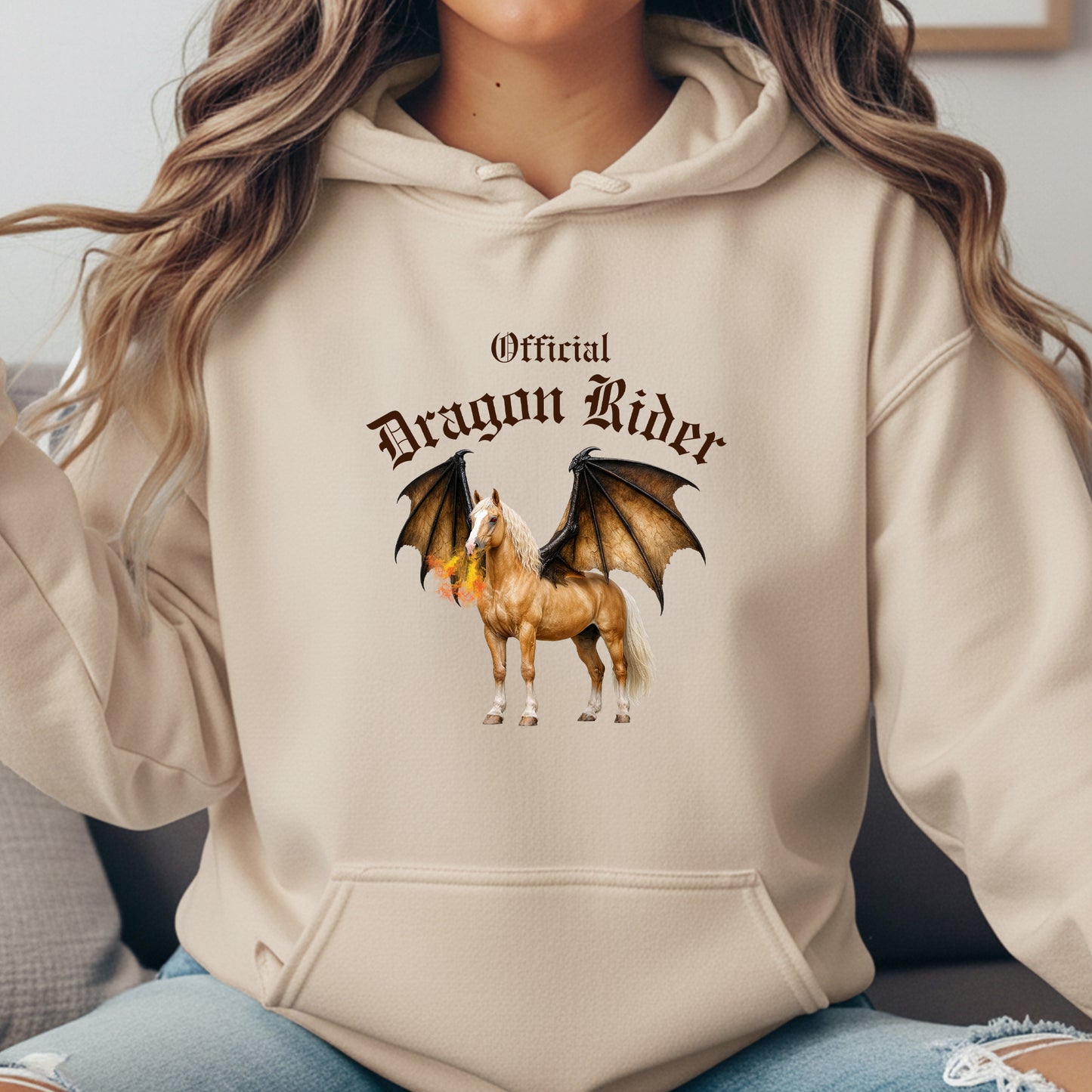 Official Dragon Rider Palomino Winged Horse Mythical Equestrian Unisex Heavy Blend Hooded Sweatshirt