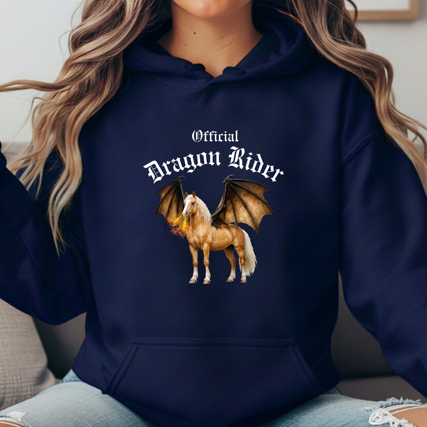 Official Dragon Rider Palomino Winged Horse Mythical Equestrian Unisex Heavy Blend Hooded Sweatshirt