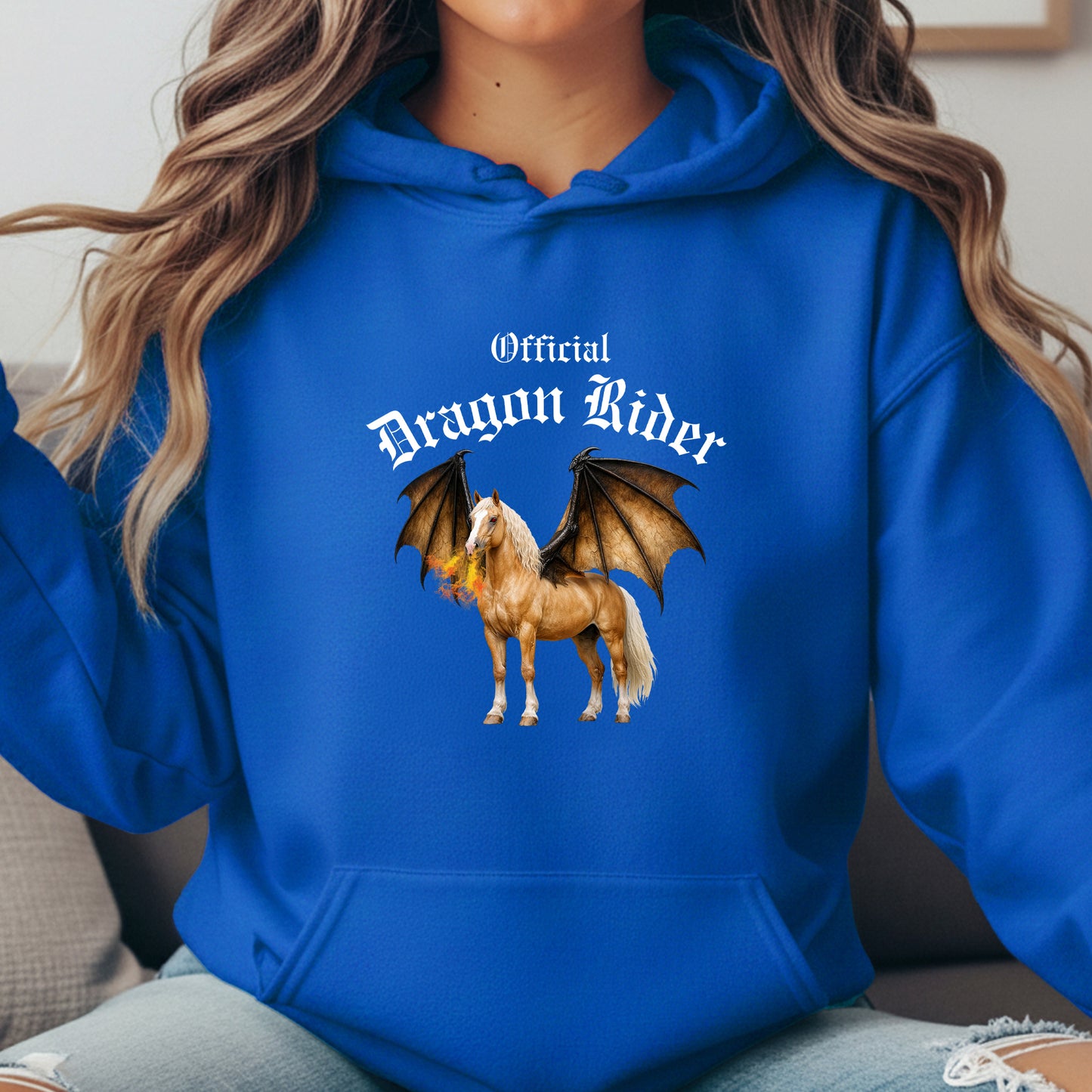 Official Dragon Rider Palomino Winged Horse Mythical Equestrian Unisex Heavy Blend Hooded Sweatshirt