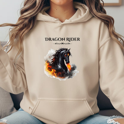 Dragon Rider Flaming Winged Horse Equestrian Fantasy Unisex Heavy Blend Hooded Sweatshirt