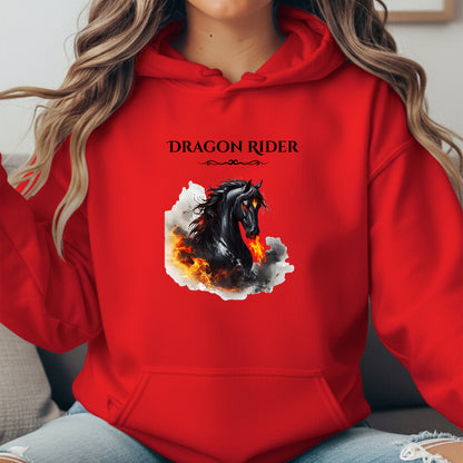Dragon Rider Flaming Winged Horse Equestrian Fantasy Unisex Heavy Blend Hooded Sweatshirt