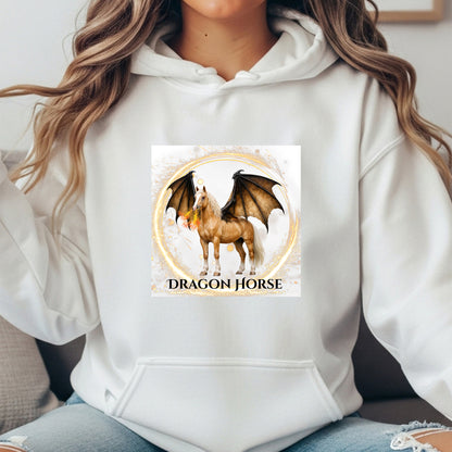 Palomino Winged Dragon Horse Fantasy Equestrian Illustration Unisex Heavy Blend Hooded Sweatshirt