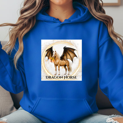 Palomino Winged Dragon Horse Fantasy Equestrian Illustration Unisex Heavy Blend Hooded Sweatshirt