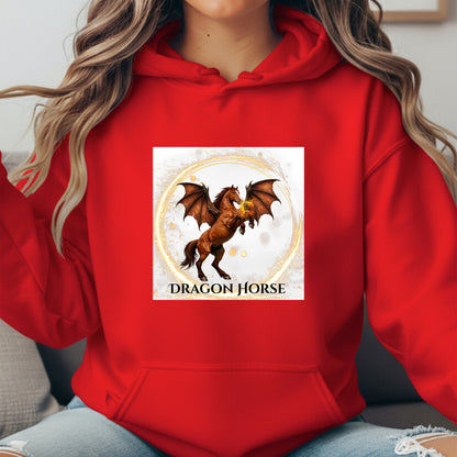 Dragon Horse Rearing Chestnut Winged Horse Fantasy Equestrian Unisex Heavy Blend Hooded Sweatshirt