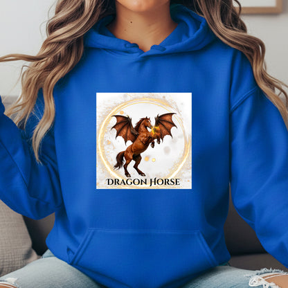 Dragon Horse Rearing Chestnut Winged Horse Fantasy Equestrian Unisex Heavy Blend Hooded Sweatshirt