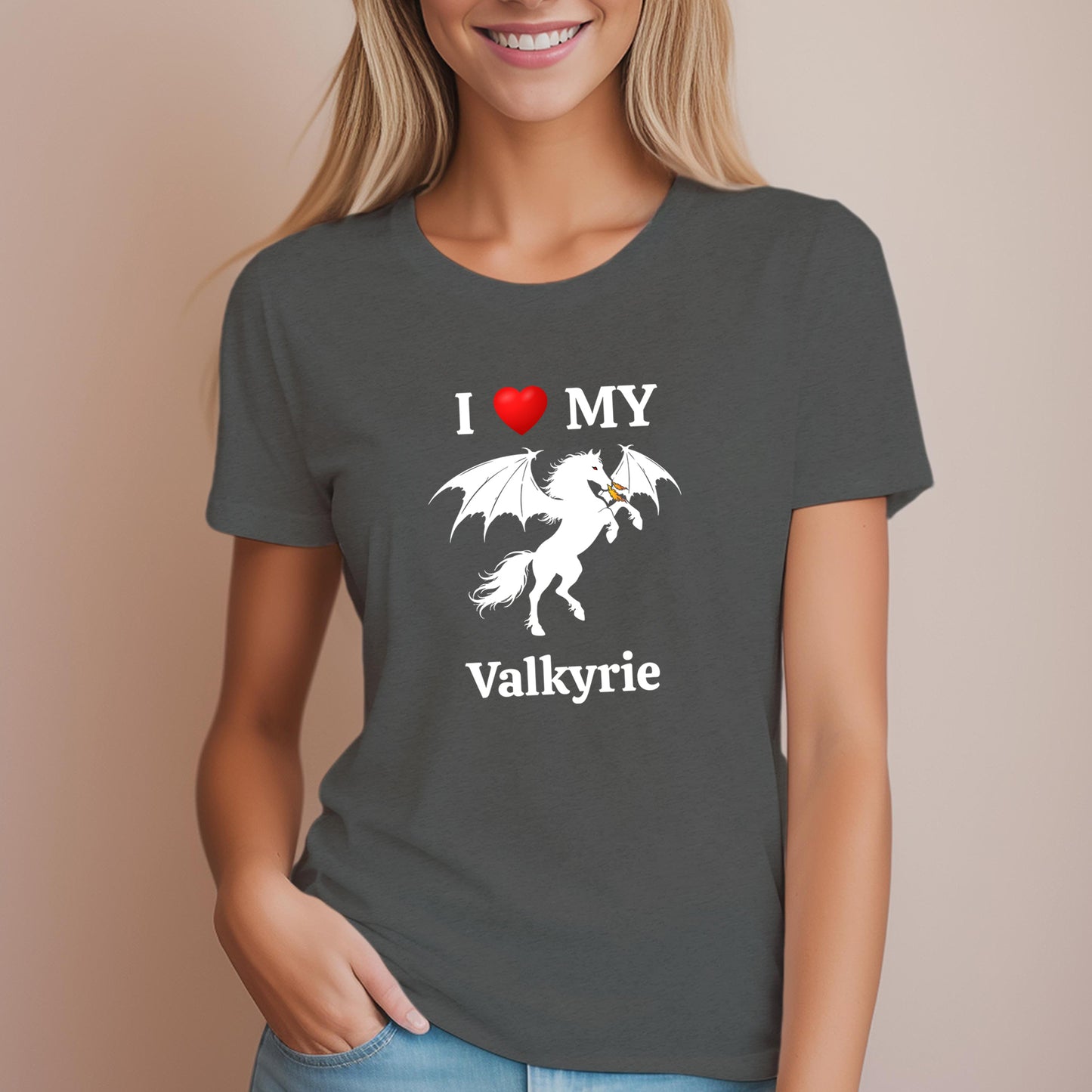 Personalized I Love My Dragon Horse Women's Cotton Tee