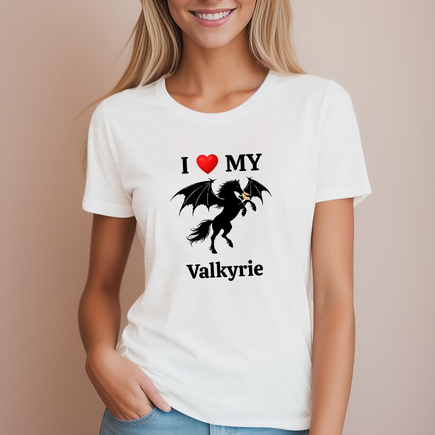 Personalized I Love My Dragon Horse Women's Cotton Tee