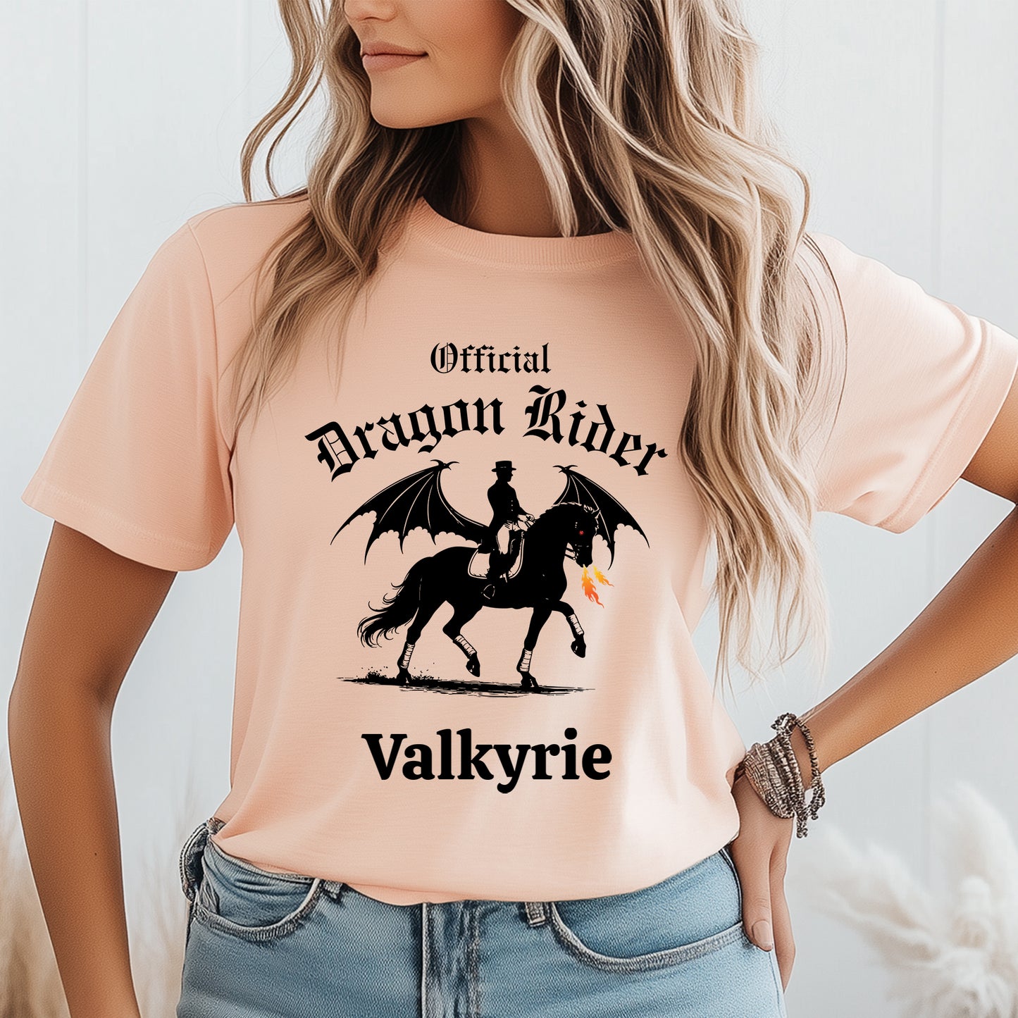 Personalized Official Dragon Rider Winged Horse Dressage Equestrian Fantasy Unisex Jersey Short Sleeve Tee