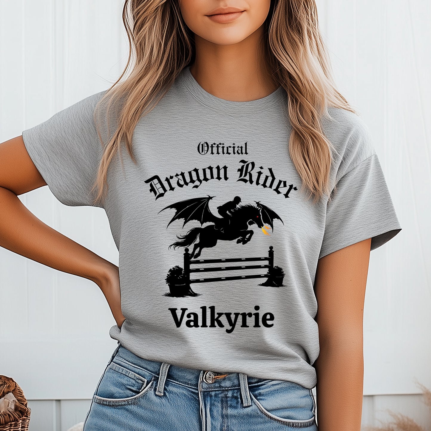 Personalized Official Dragon Rider Winged Horse Jumping Equestrian Fantasy Unisex Jersey Short Sleeve Tee