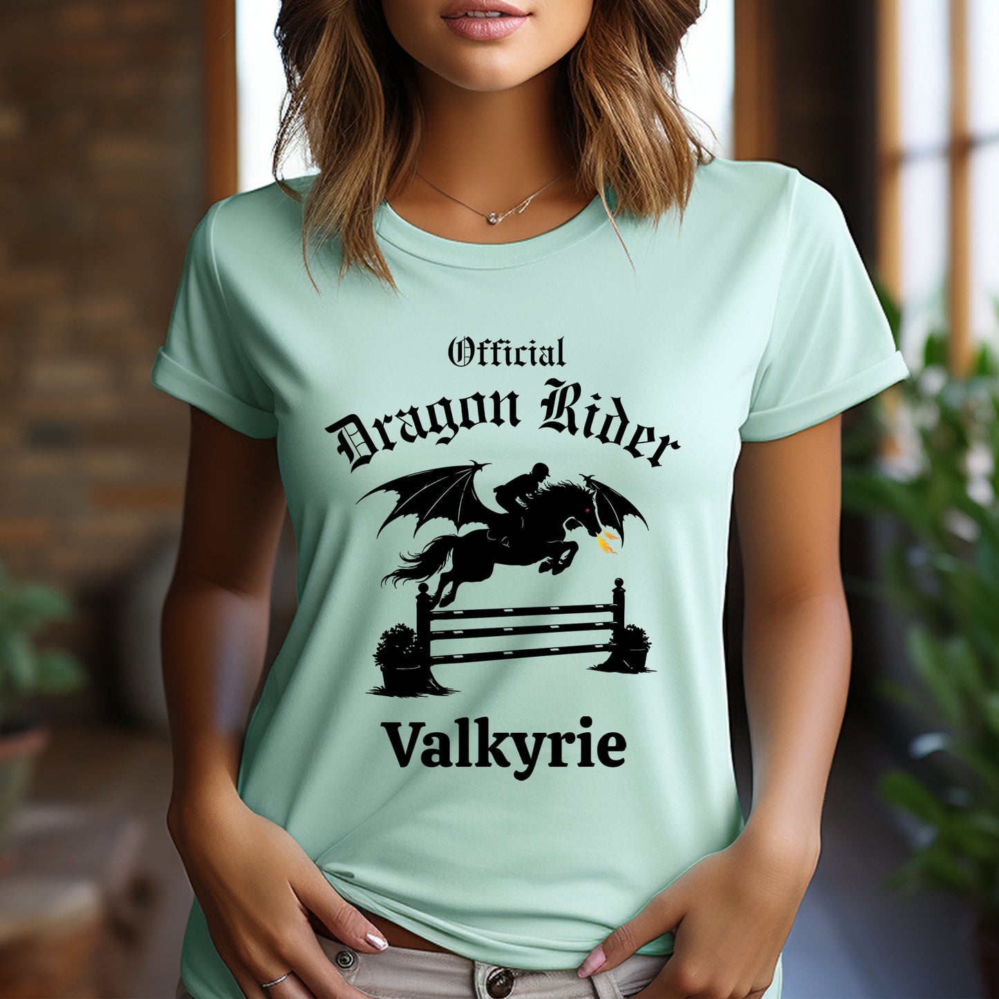 Personalized Official Dragon Rider Winged Horse Jumping Equestrian Fantasy Unisex Jersey Short Sleeve Tee