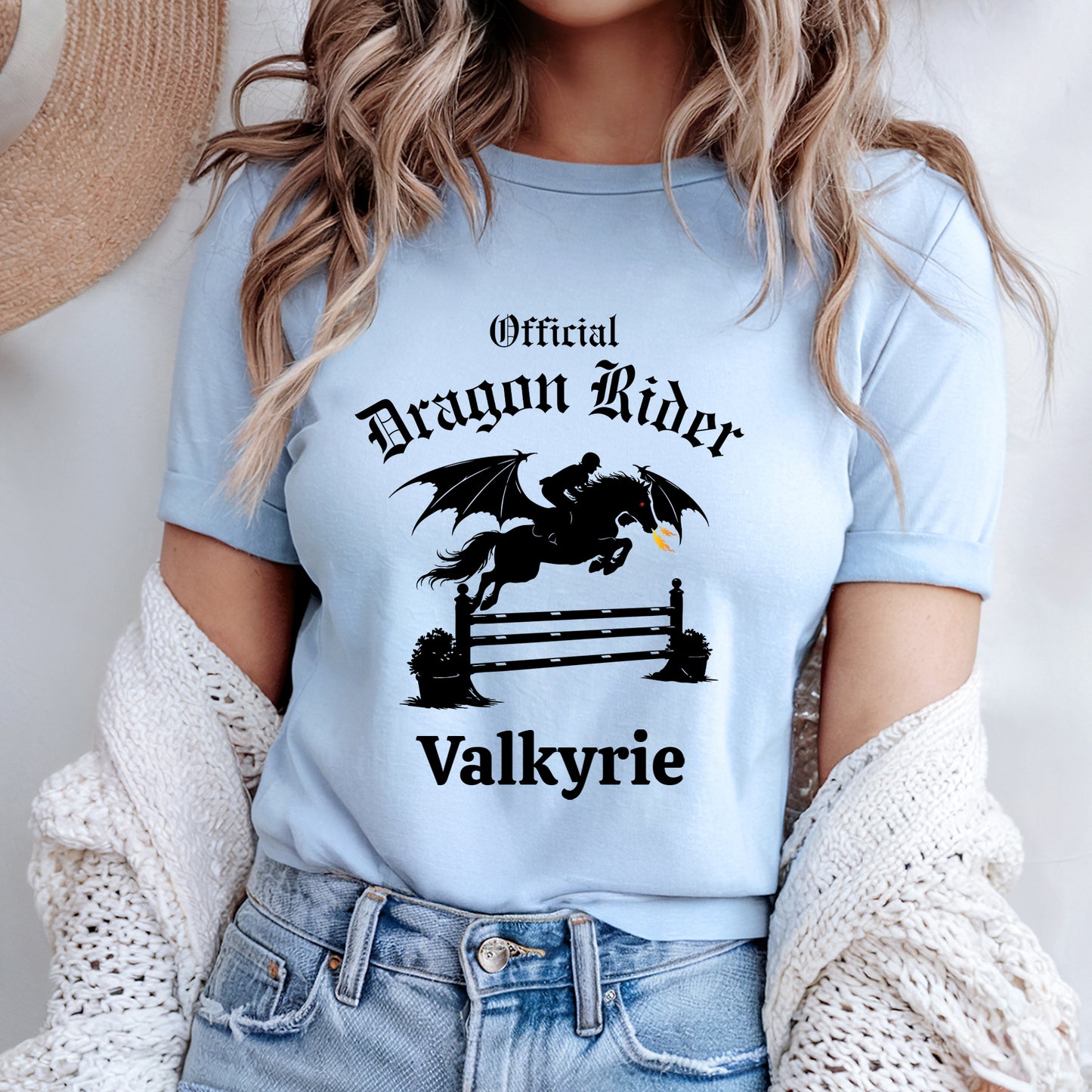 Personalized Official Dragon Rider Winged Horse Jumping Equestrian Fantasy Unisex Jersey Short Sleeve Tee