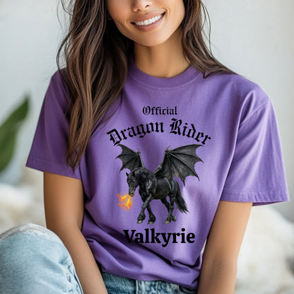 Personalized Official Dragon Rider Black Winged Horse Fire Breathing Equestrian Unisex Jersey Short Sleeve Tee