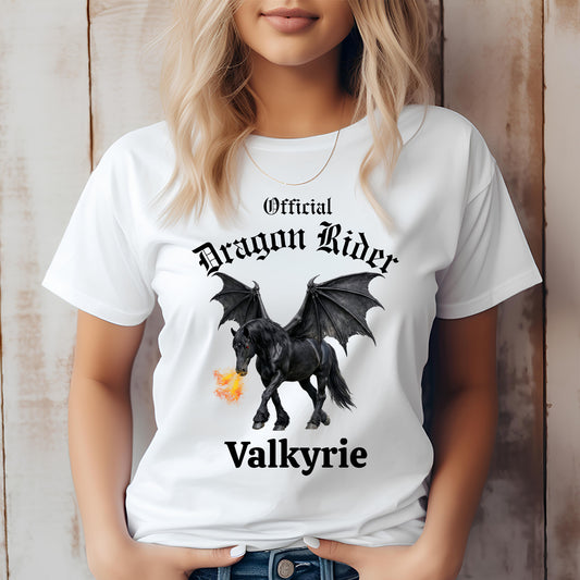 Personalized Official Dragon Rider Black Winged Horse Fire Breathing Equestrian Unisex Jersey Short Sleeve Tee