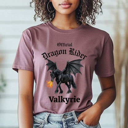 Personalized Official Dragon Rider Black Winged Horse Fire Breathing Equestrian Unisex Jersey Short Sleeve Tee