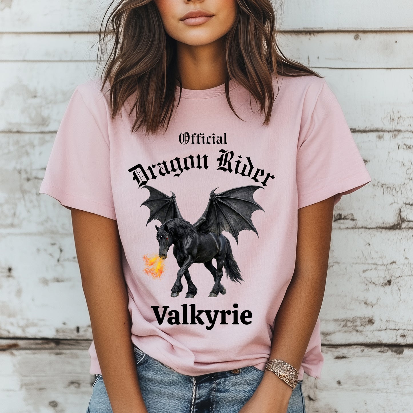 Personalized Official Dragon Rider Black Winged Horse Fire Breathing Equestrian Unisex Jersey Short Sleeve Tee