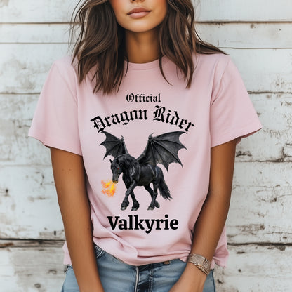 Personalized Official Dragon Rider Black Winged Horse Fire Breathing Equestrian Unisex Jersey Short Sleeve Tee