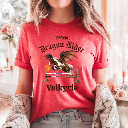 Personalized Official Dragon Rider Chestnut & White Winged Horse Jumping Equestrian Unisex Jersey Short Sleeve Tee
