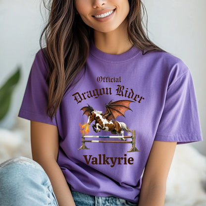 Personalized Official Dragon Rider Chestnut & White Winged Horse Jumping Equestrian Unisex Jersey Short Sleeve Tee