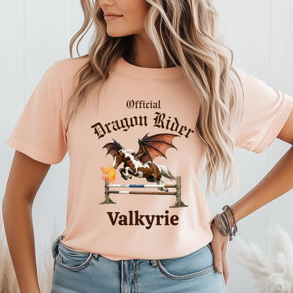 Personalized Official Dragon Rider Chestnut & White Winged Horse Jumping Equestrian Unisex Jersey Short Sleeve Tee