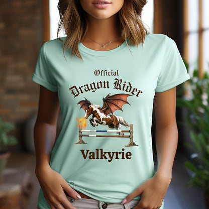 Personalized Official Dragon Rider Chestnut & White Winged Horse Jumping Equestrian Unisex Jersey Short Sleeve Tee