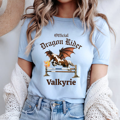 Personalized Official Dragon Rider Chestnut & White Winged Horse Jumping Equestrian Unisex Jersey Short Sleeve Tee