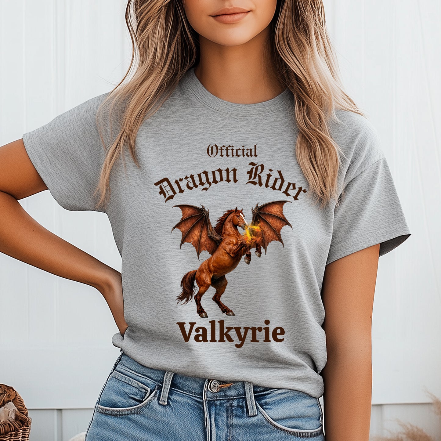 Personalized Official Dragon Rider Chesnut Rearing Winged Horse Equestrian Unisex Jersey Short Sleeve Tee