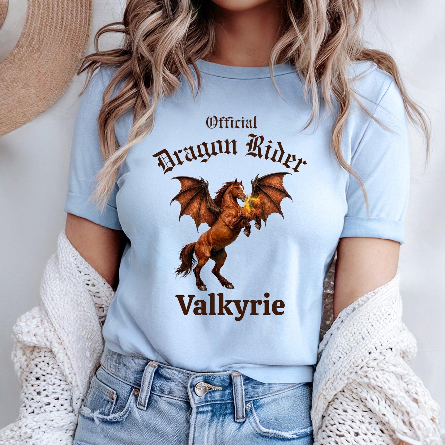 Personalized Official Dragon Rider Chesnut Rearing Winged Horse Equestrian Unisex Jersey Short Sleeve Tee