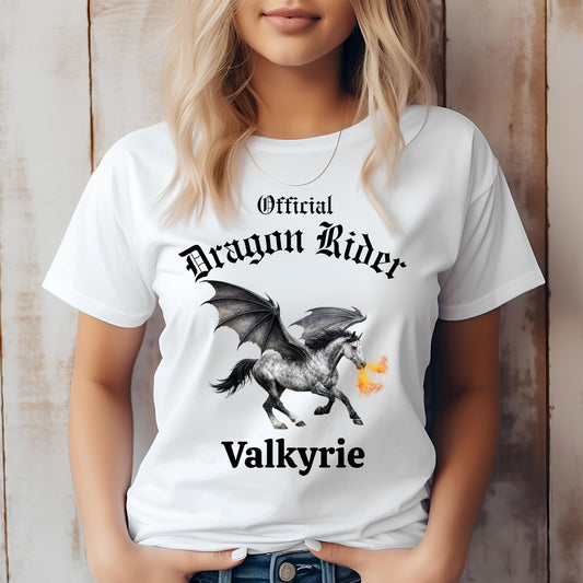 Personalized Official Dragon Rider Winged Grey Horse Fire Breathing Equestrian Unisex Jersey Short Sleeve Tee