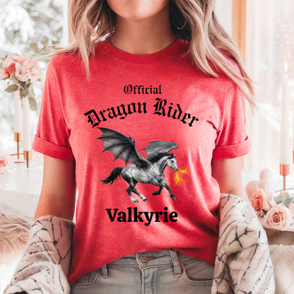 Personalized Official Dragon Rider Winged Grey Horse Fire Breathing Equestrian Unisex Jersey Short Sleeve Tee