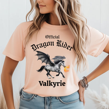 Personalized Official Dragon Rider Winged Grey Horse Fire Breathing Equestrian Unisex Jersey Short Sleeve Tee