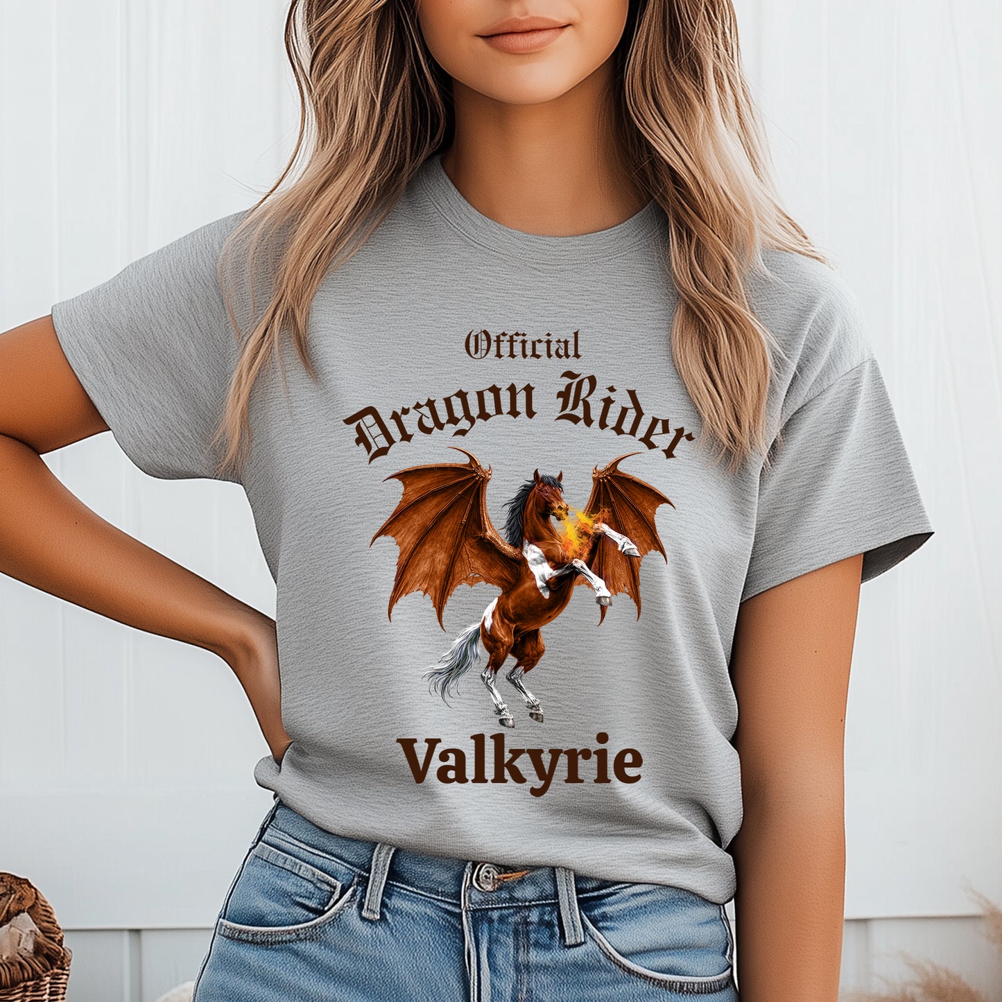 Personalized Official Dragon Rider Bay & White Rearing Winged Horse Equestrian Unisex Jersey Short Sleeve Tee