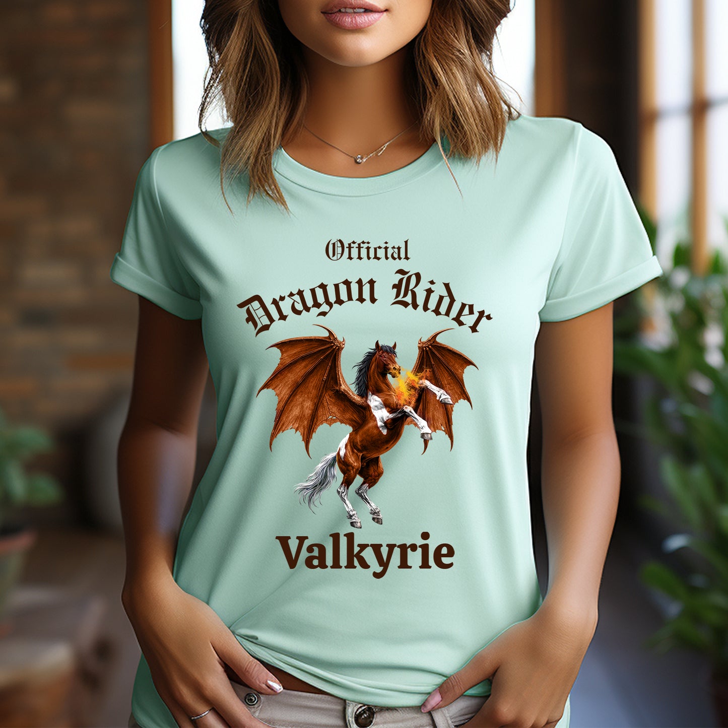Personalized Official Dragon Rider Bay & White Rearing Winged Horse Equestrian Unisex Jersey Short Sleeve Tee