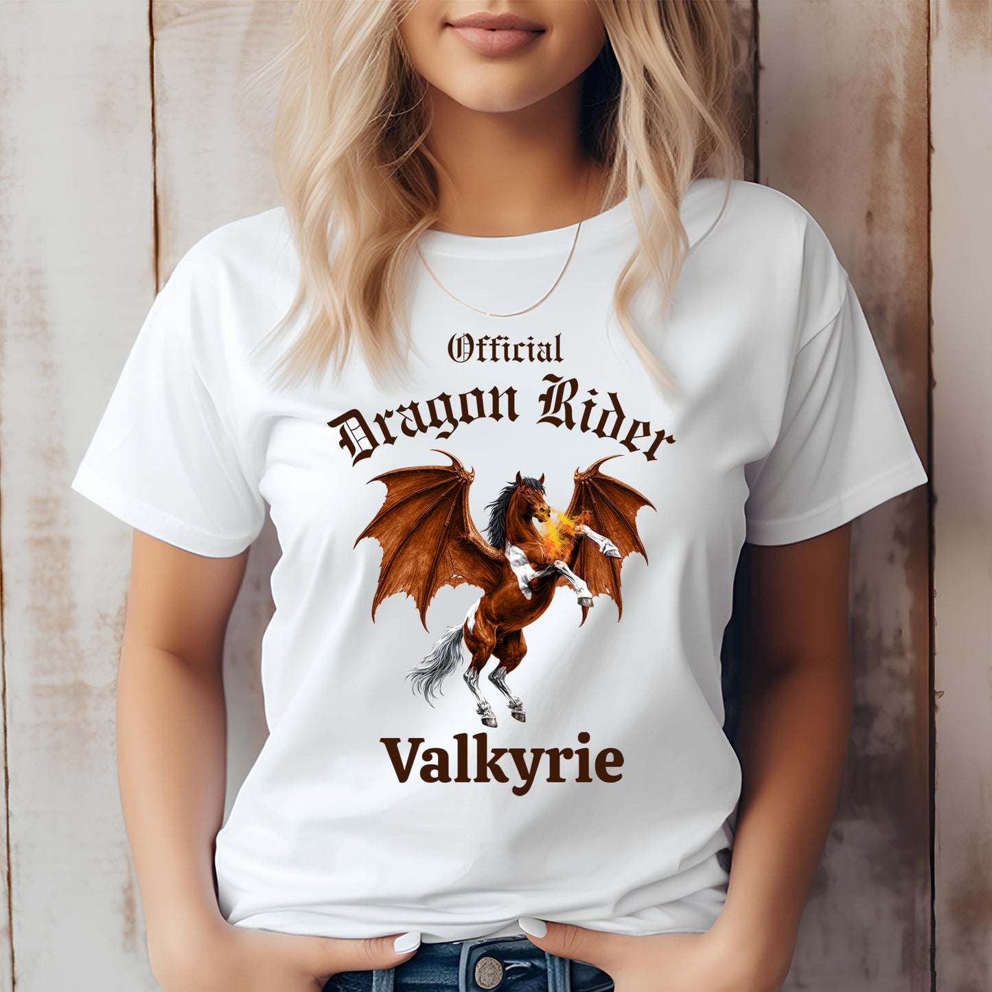 Personalized Official Dragon Rider Bay & White Rearing Winged Horse Equestrian Unisex Jersey Short Sleeve Tee