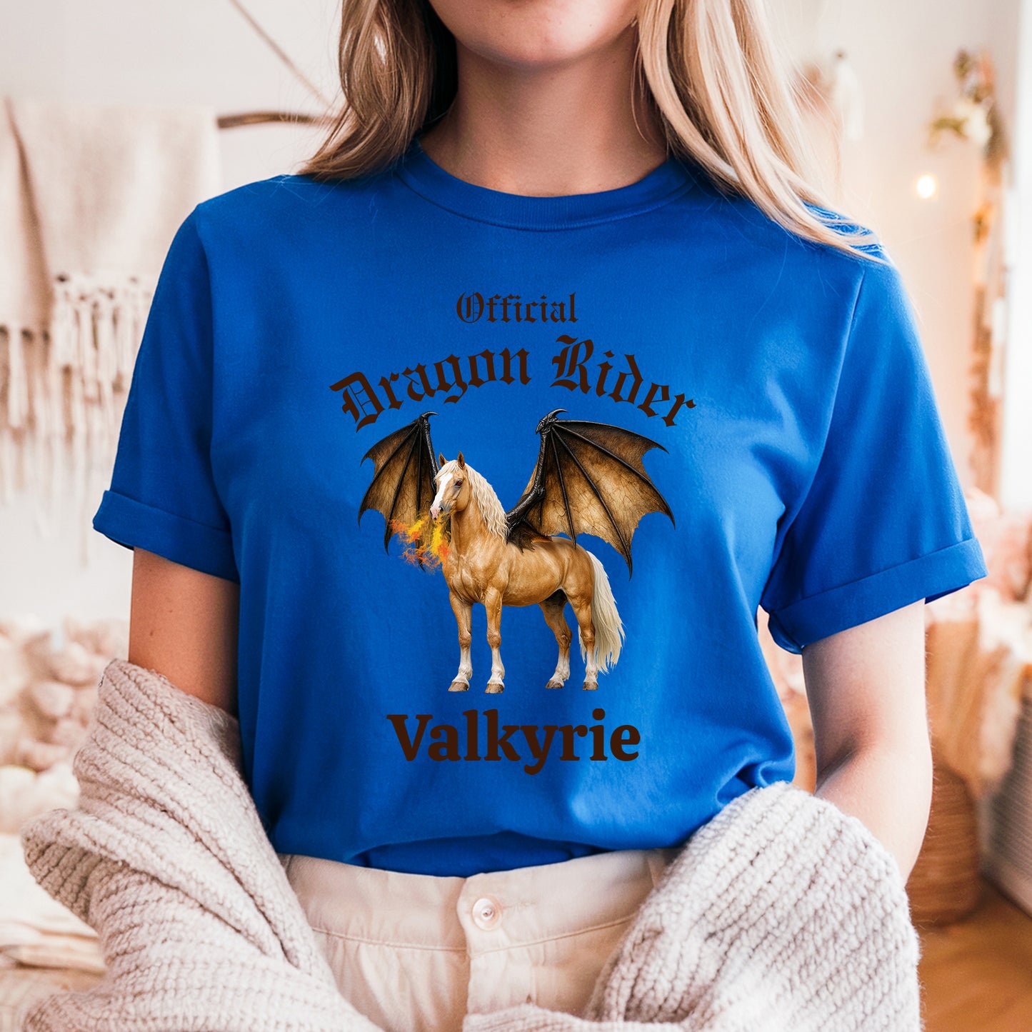 Personalized Official Dragon Rider Palomino Winged Horse Mythical Equestrian Unisex Jersey Short Sleeve Tee