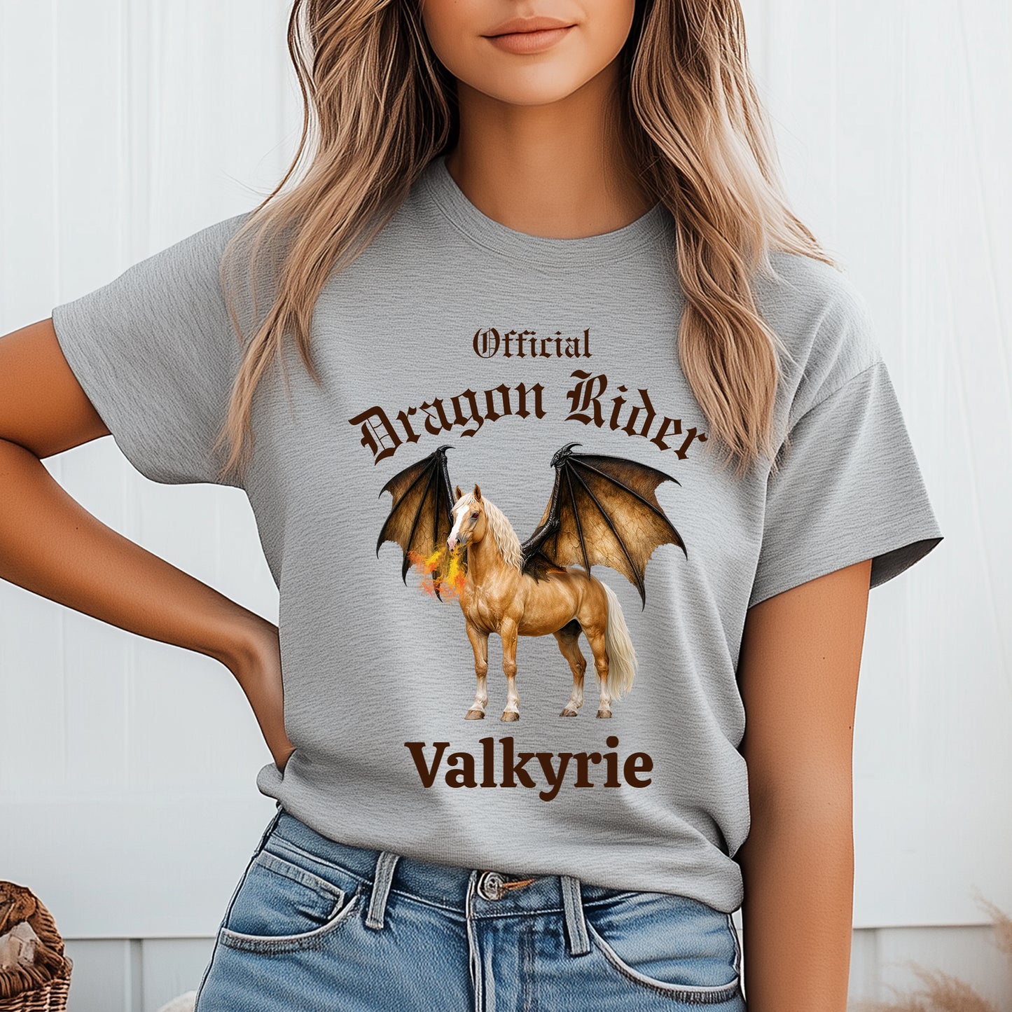 Personalized Official Dragon Rider Palomino Winged Horse Mythical Equestrian Unisex Jersey Short Sleeve Tee