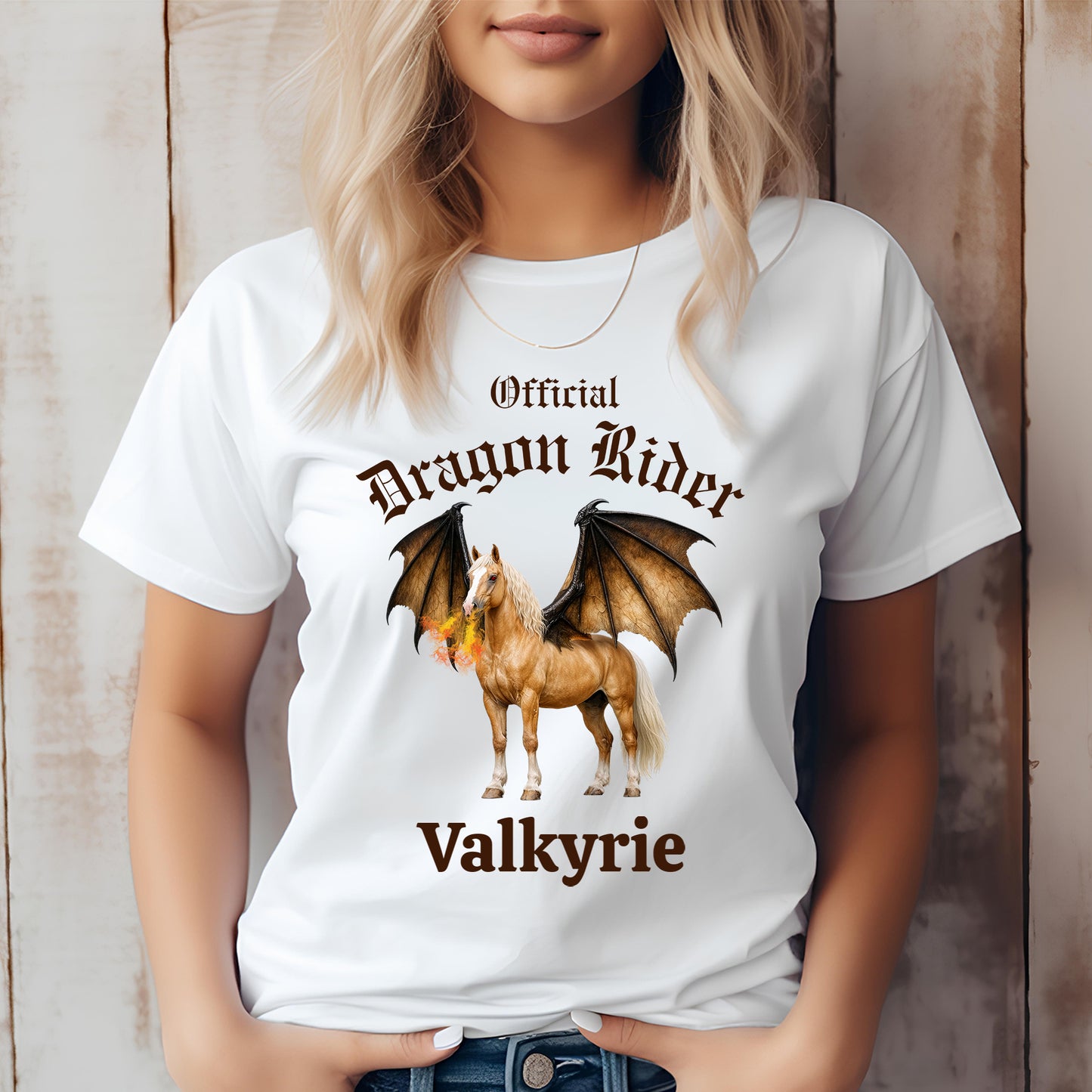 Personalized Official Dragon Rider Palomino Winged Horse Mythical Equestrian Unisex Jersey Short Sleeve Tee