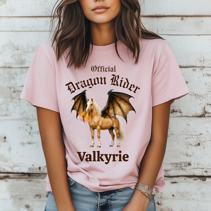 Personalized Official Dragon Rider Palomino Winged Horse Mythical Equestrian Unisex Jersey Short Sleeve Tee