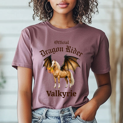 Personalized Official Dragon Rider Palomino Winged Horse Mythical Equestrian Unisex Jersey Short Sleeve Tee
