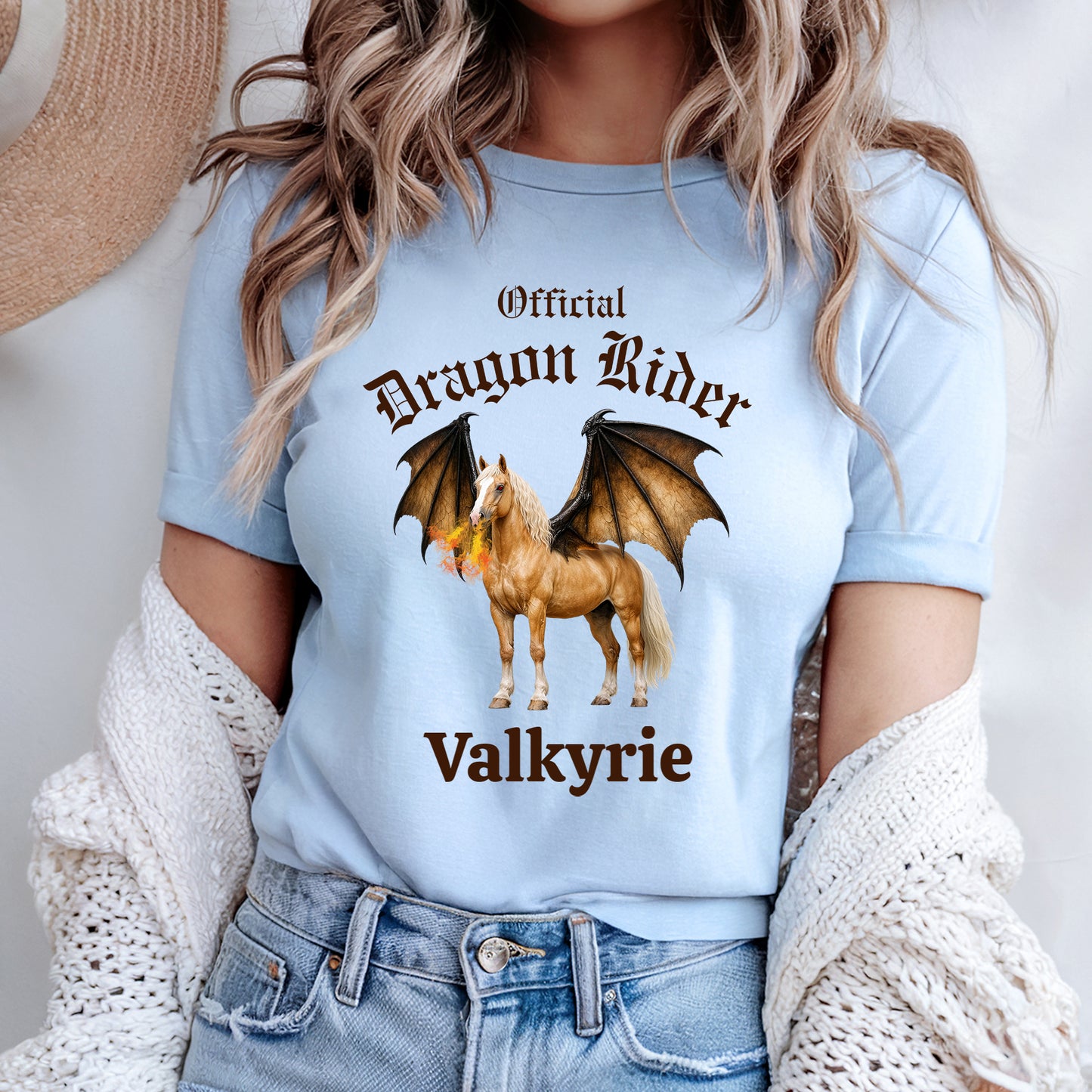 Personalized Official Dragon Rider Palomino Winged Horse Mythical Equestrian Unisex Jersey Short Sleeve Tee
