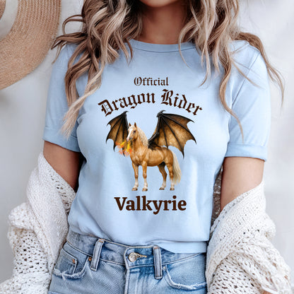 Personalized Official Dragon Rider Palomino Winged Horse Mythical Equestrian Unisex Jersey Short Sleeve Tee