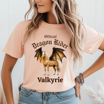 Personalized Official Dragon Rider Palomino Winged Horse Mythical Equestrian Unisex Jersey Short Sleeve Tee