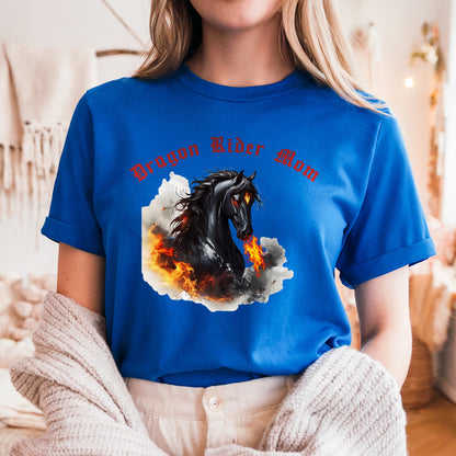 Dragon Rider Mom Fire Breathing Horse Fantasy Equestrian Unisex Jersey Short Sleeve Tee