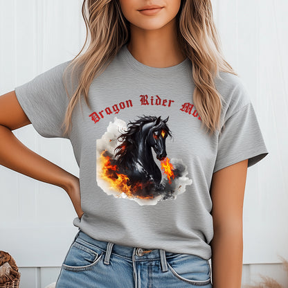 Dragon Rider Mom Fire Breathing Horse Fantasy Equestrian Unisex Jersey Short Sleeve Tee