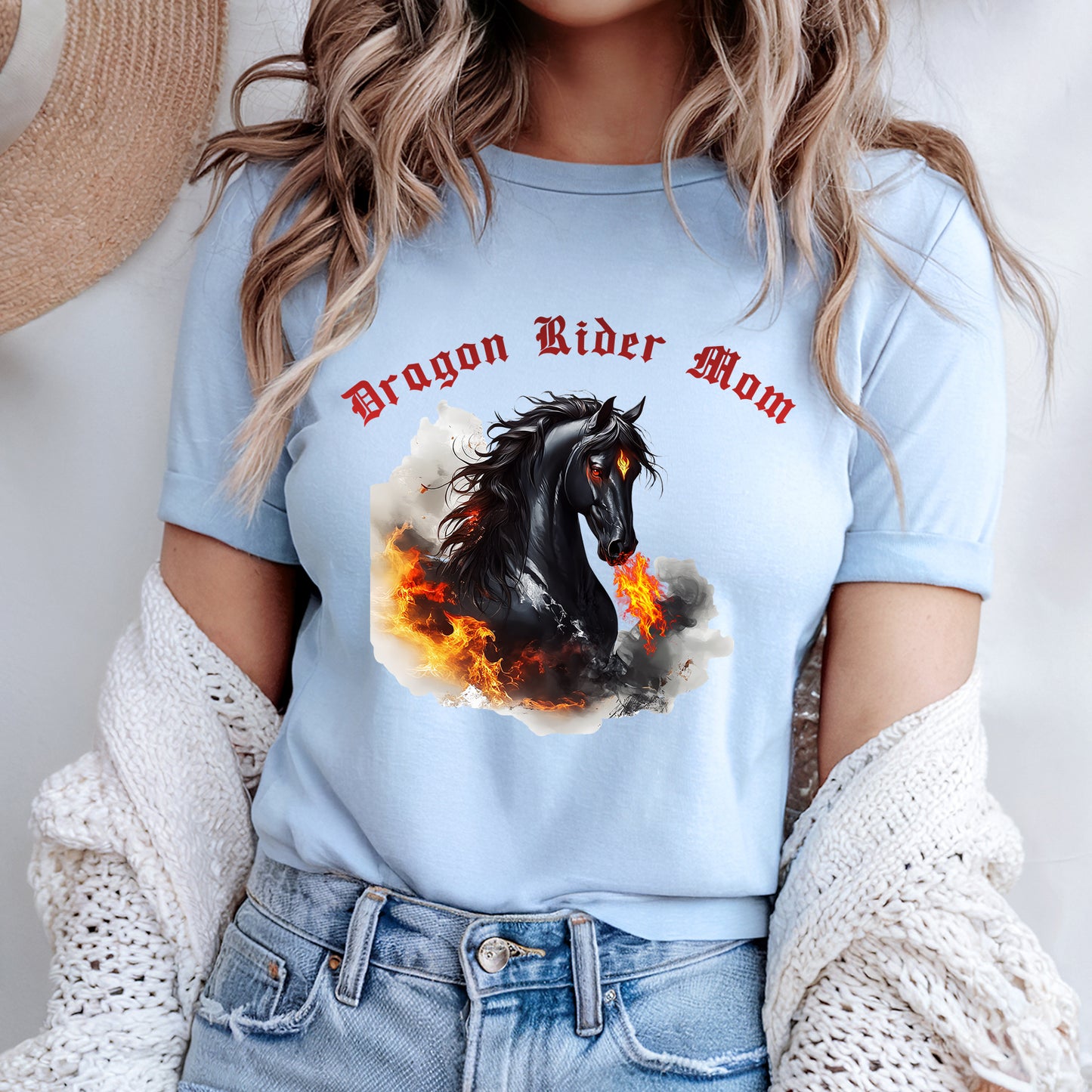 Dragon Rider Mom Fire Breathing Horse Fantasy Equestrian Unisex Jersey Short Sleeve Tee