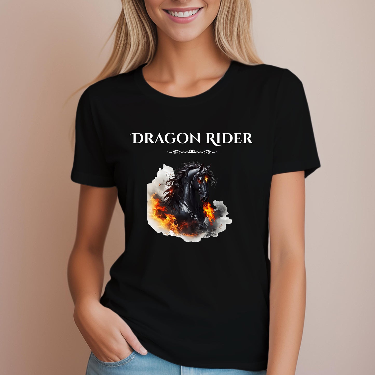 Dragon Rider Flaming Winged Horse Equestrian Fantasy Women's Relaxed Fit Tee