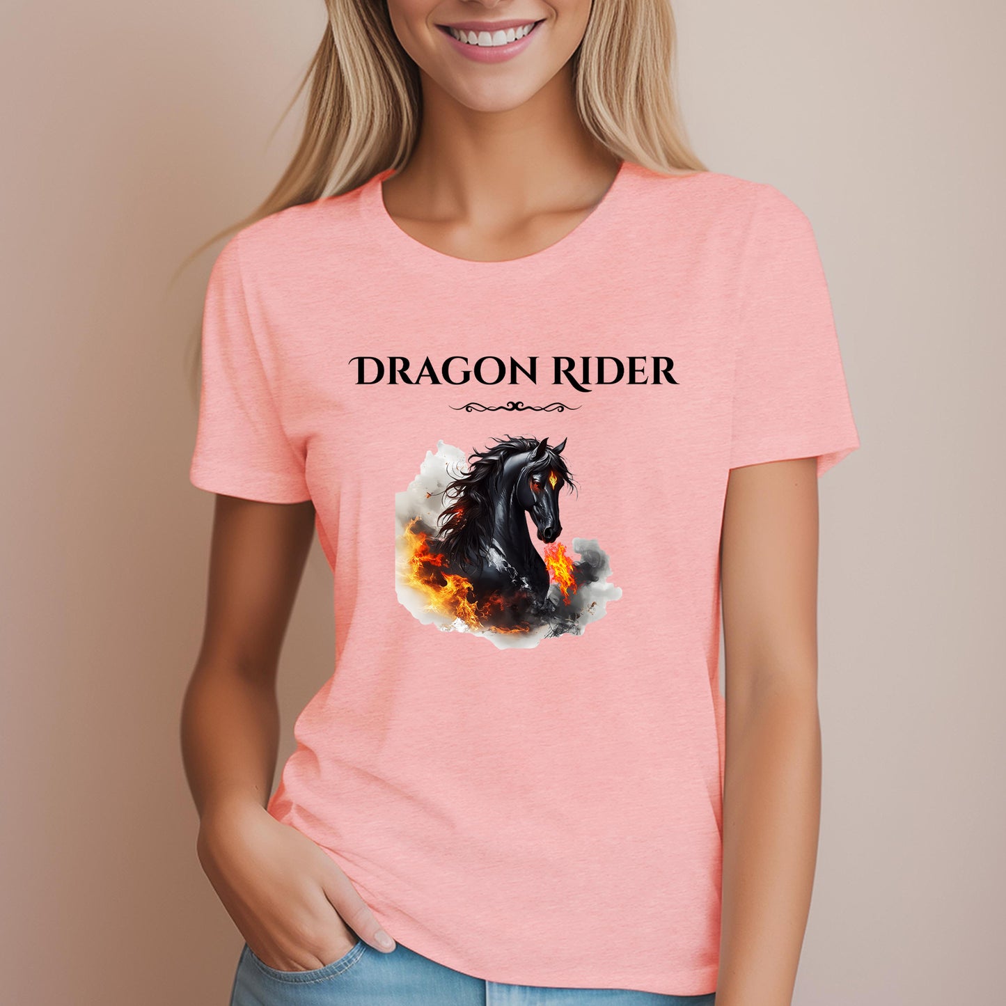 Dragon Rider Flaming Winged Horse Equestrian Fantasy Women's Relaxed Fit Tee